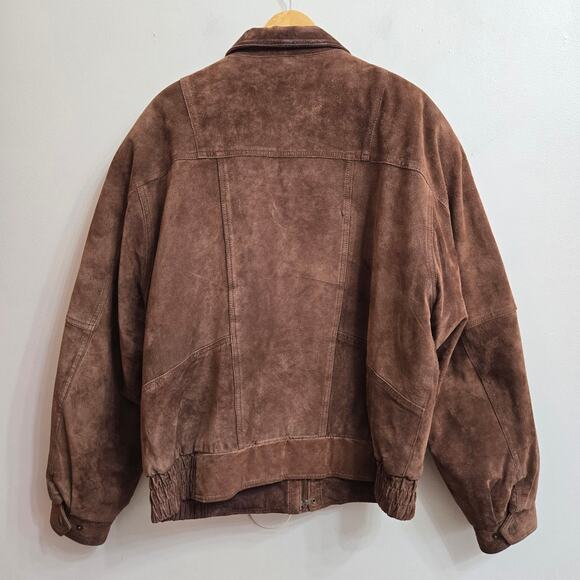 Weekends Mens Vintage 90s Brown Leather Suede Bomber Aviator Flight Jacket XL - Picture 7 of 12